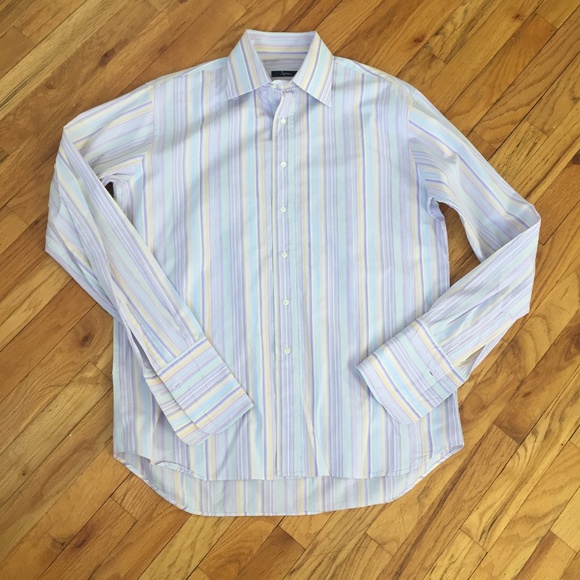 Ingram Other - Ingram White Purple Striped Collared Dress Shirt